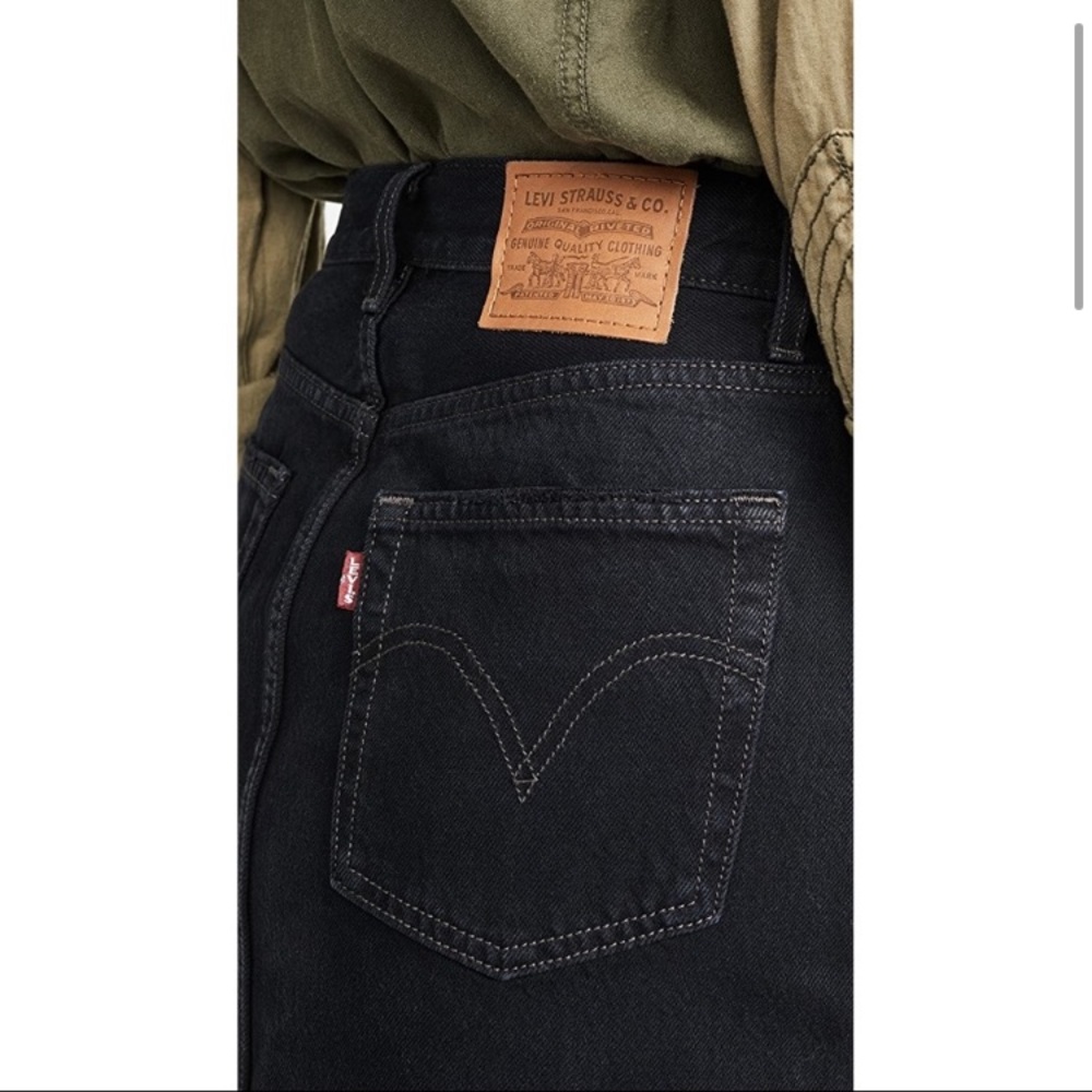 NEW Levi's Black Deconstructed Denim Pencil Skirt - Picture 4 of 12
